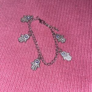 Silver Hamsa  Evil Eye Charm Bracelet